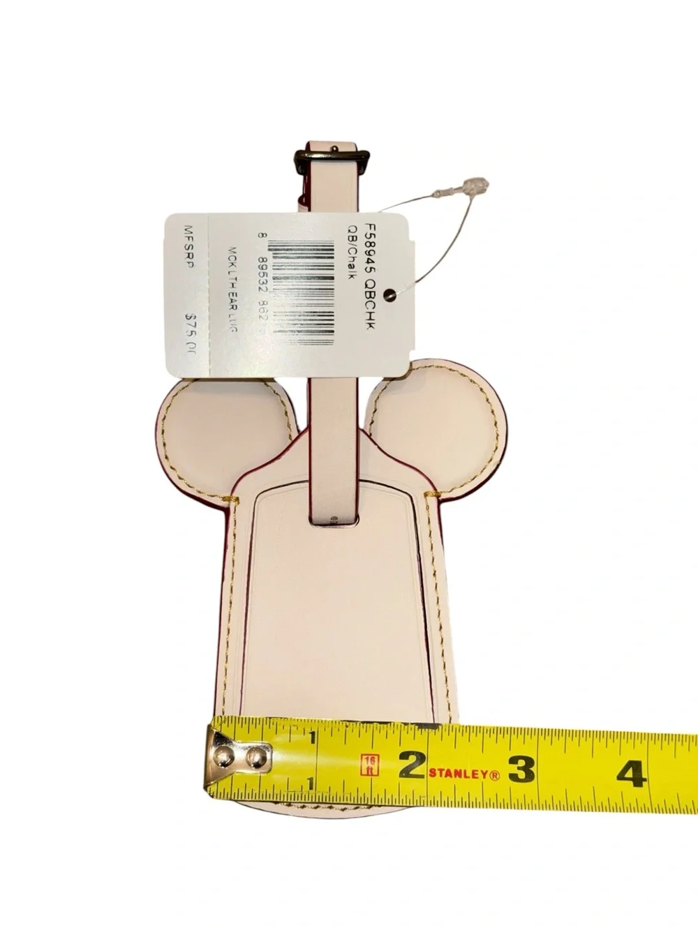 NWT Coach x Disney Collection Luggage Travel Bag Tag White Leather Collector